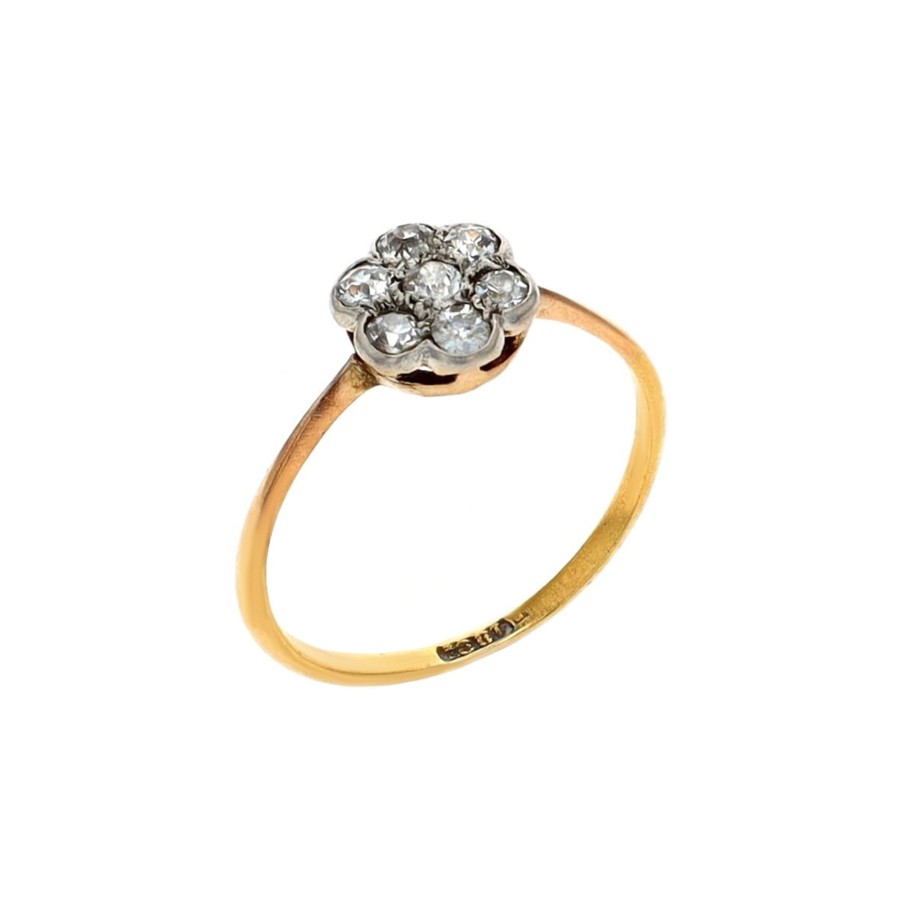 Jewelry Josephs Jewelers Home | Estate 18K Two-Tone Diamond Cluster English Ring White