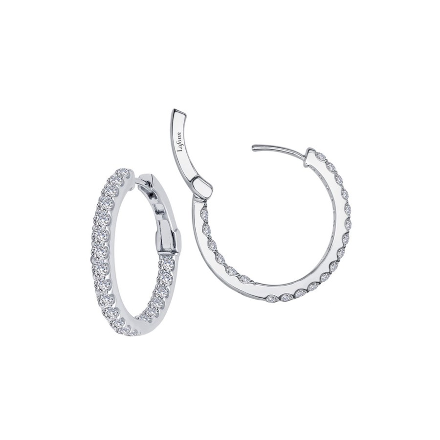 Jewelry Josephs Jewelers Home | Sterling Silver Cubic Zirconia Inside-Out Hoop Earrings White