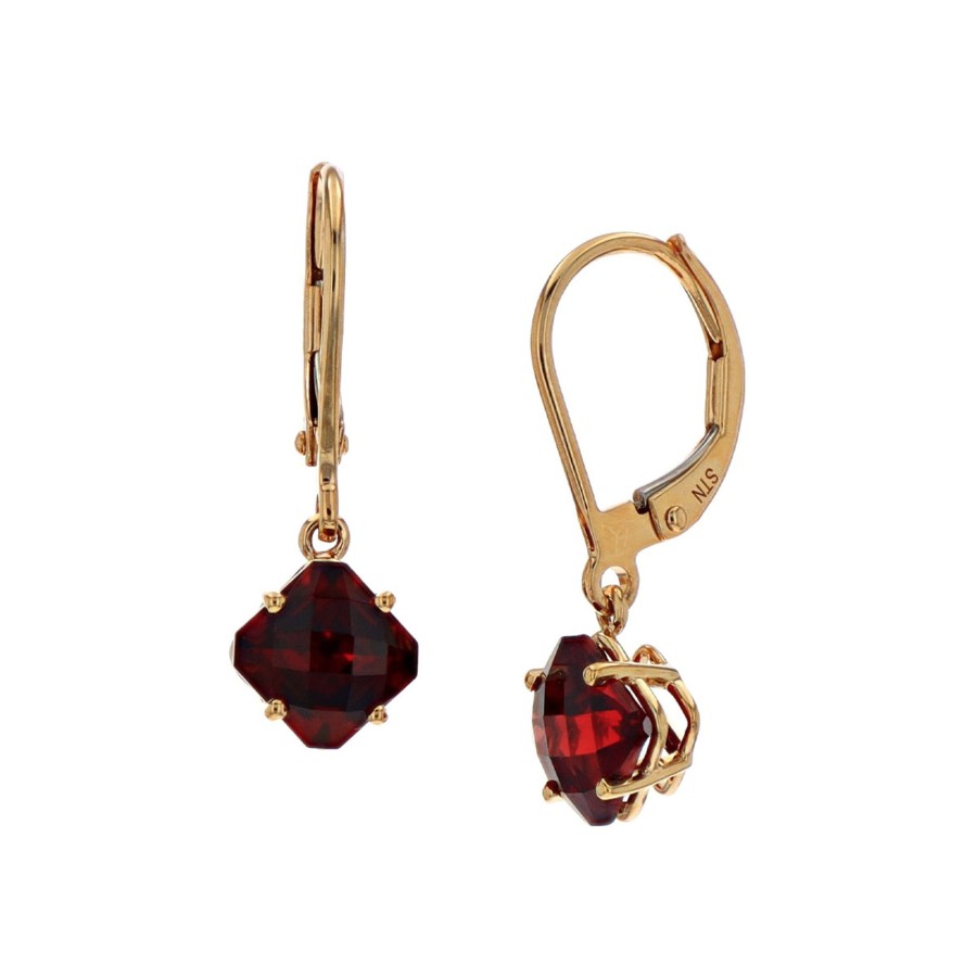 Jewelry Josephs Jewelers Home | 14K Yellow Gold Garnet Dangle Earrings Red