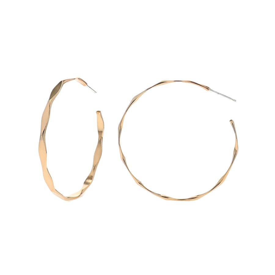 Jewelry Josephs Jewelers Home | Gold Filled Medium Edged Hoop Earrings - Josephs Jewelers