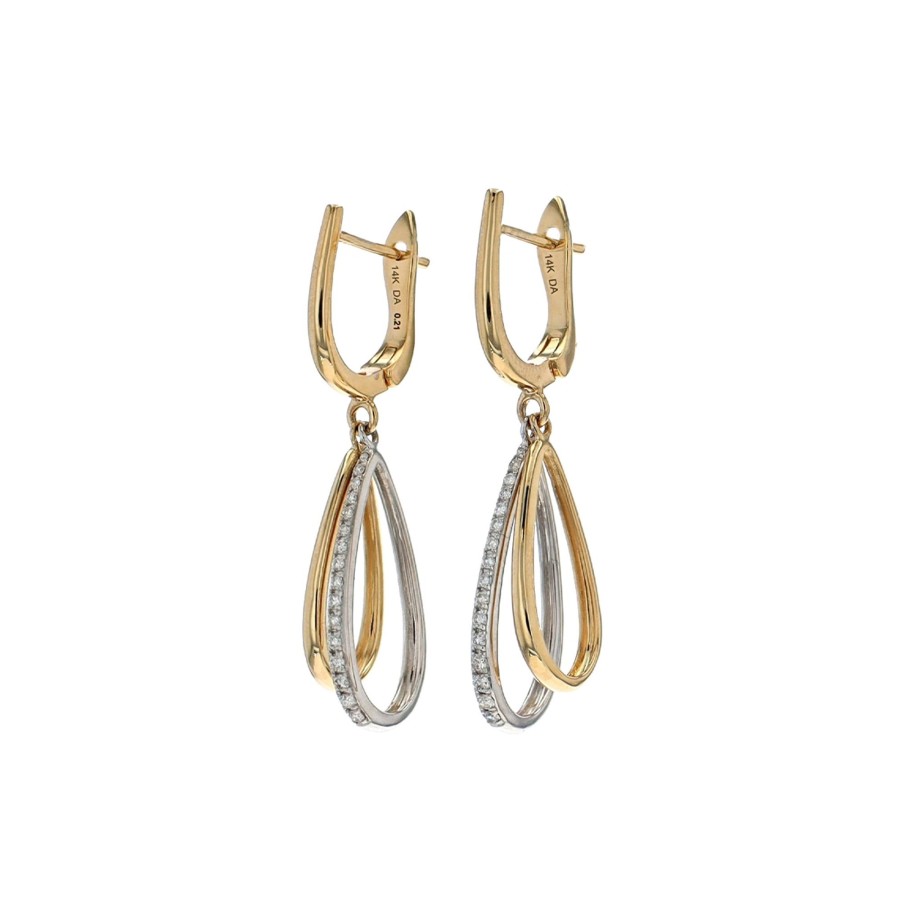 Jewelry Josephs Jewelers Home | 14K Two-Tone Double Diamond Teardrop Earrings White