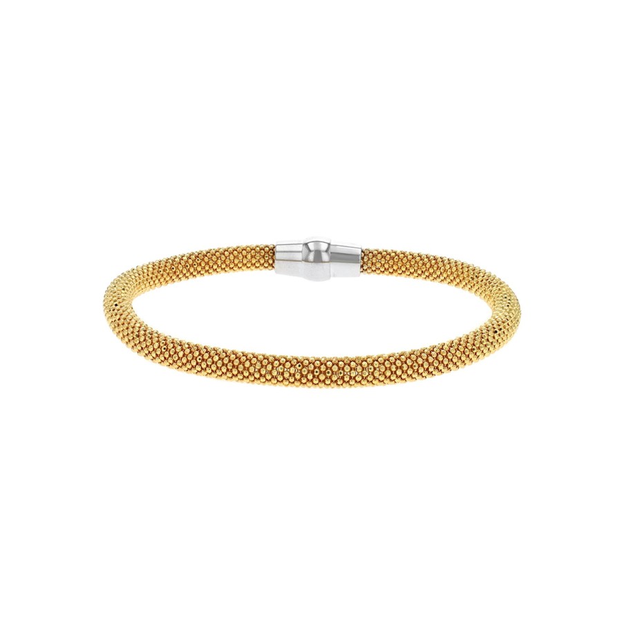 Jewelry Josephs Jewelers Home | Yellow Gold Plated Sterling Silver Mesh Bangle Bracelet - Josephs Jewelers