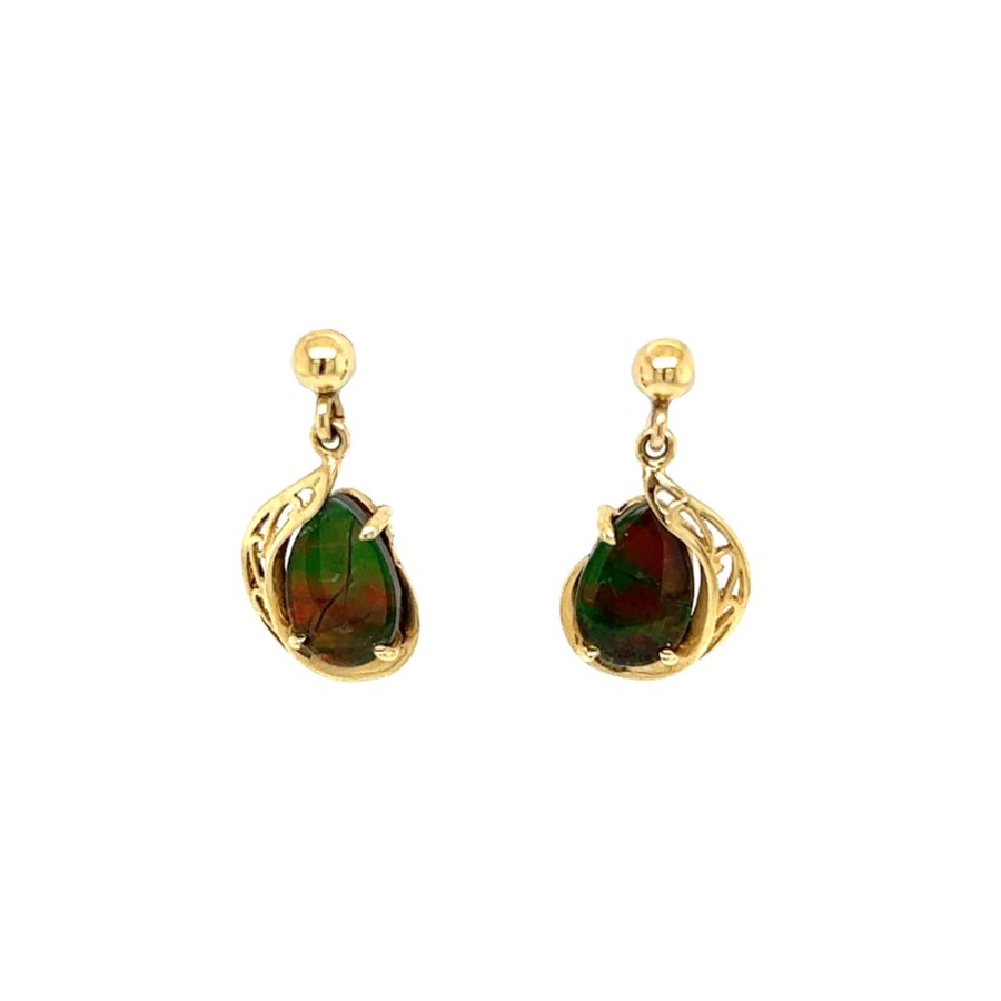 Jewelry Josephs Jewelers Home | Estate 14K Yellow Gold Ammolite Drop Earrings - Josephs Jewelers Multi