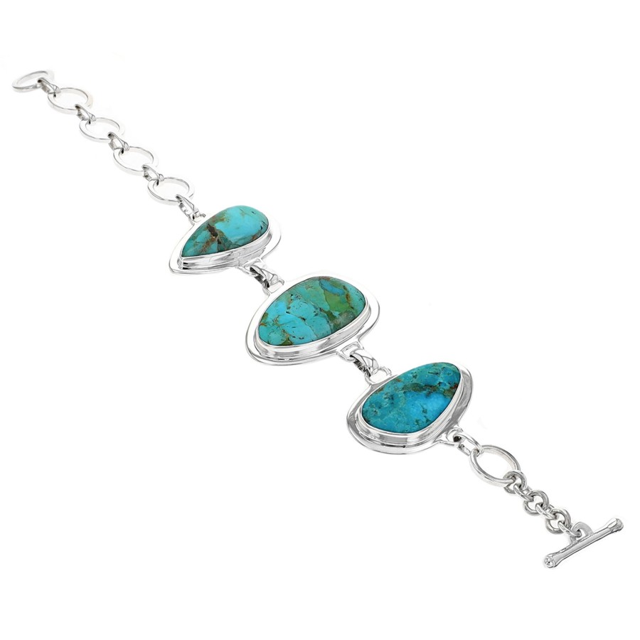 Jewelry Josephs Jewelers Home | Sterling Silver Turquoise Link Bracelet - Josephs Jewelers Blue