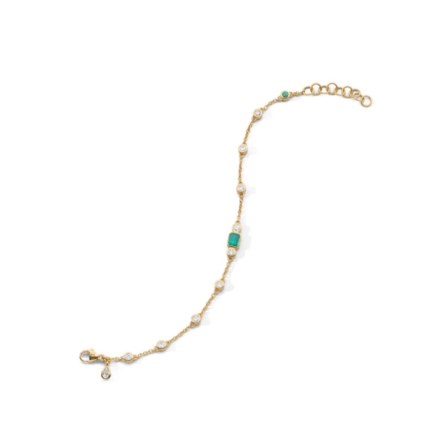 Jewelry Josephs Jewelers Home | 18K Yellow Gold Emerald And Diamond Bracelet - Josephs Jewelers Green