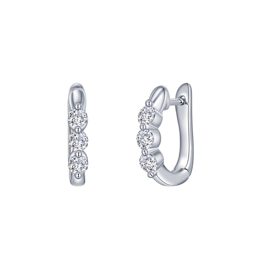 Jewelry Josephs Jewelers Home | Sterling Silver Cubic Zirconia Huggie Hoop Earrings White