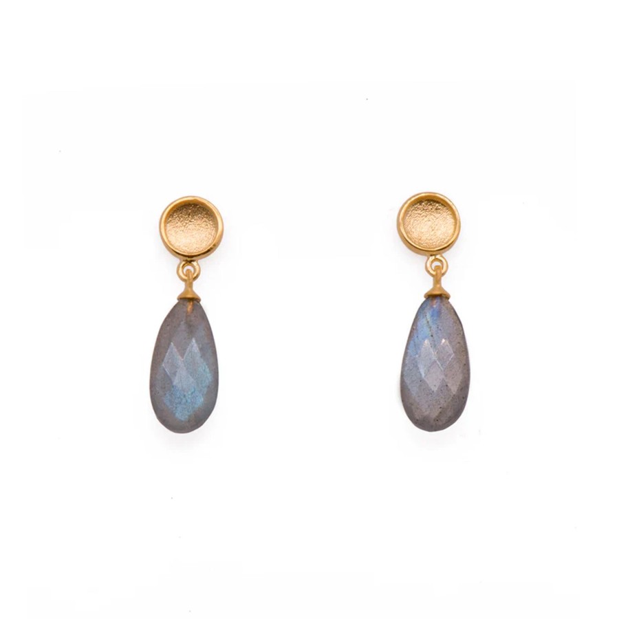 Jewelry Josephs Jewelers Home | 24K Gold Plated Sterling Silver Labradorite Earrings Blue