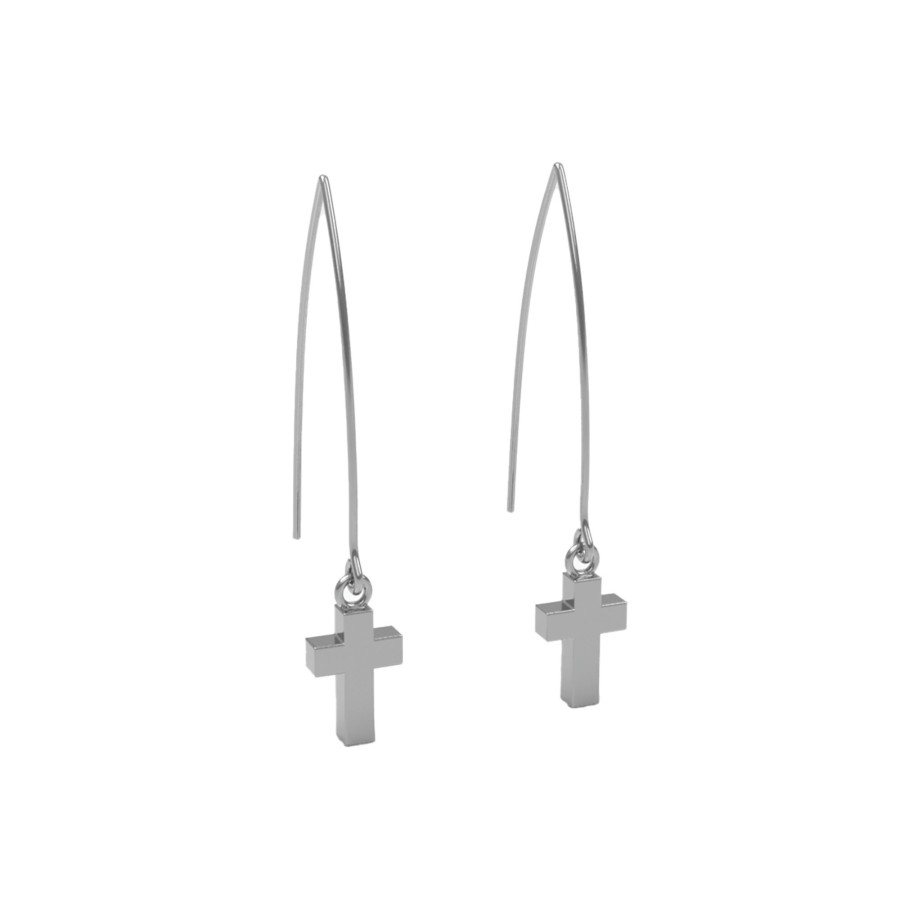 Jewelry Josephs Jewelers Home | Sterling Silver Small Cross Dangle Earrings