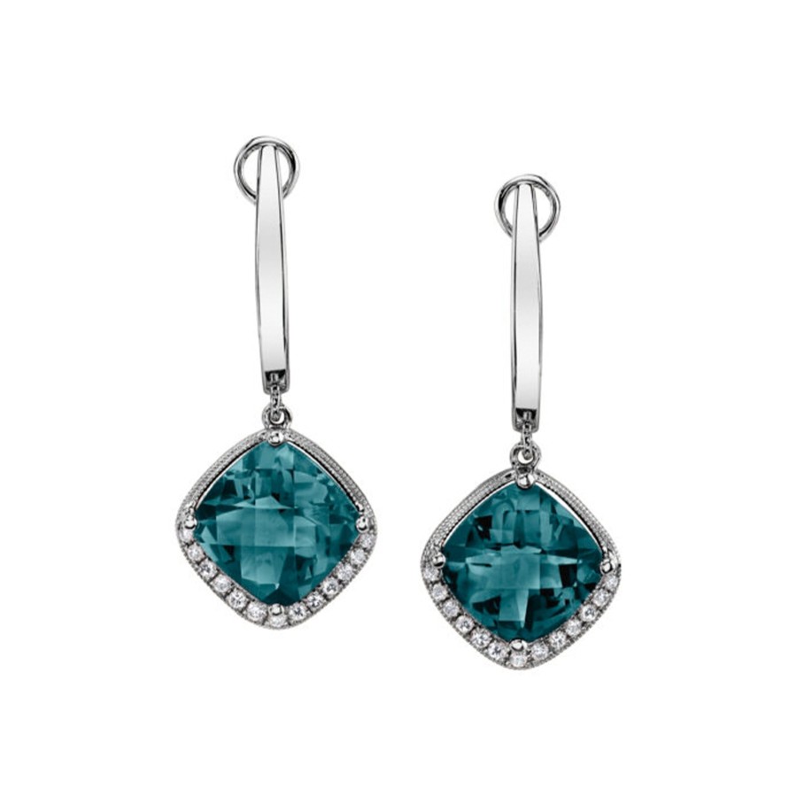 Jewelry Josephs Jewelers Home | 14K White Gold London Topaz And Diamond Earrings - Josephs Jewelers Blue