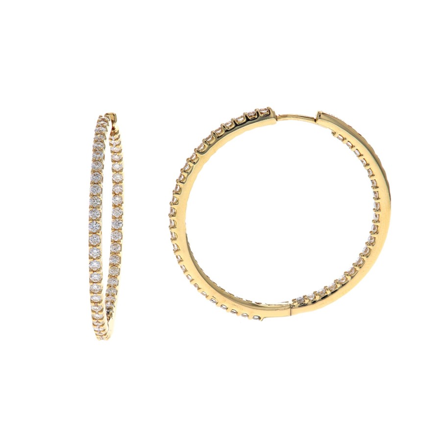 Jewelry Josephs Jewelers Home | 14K Yellow Gold 1.50 Carat Diamond Hoop Earrings White