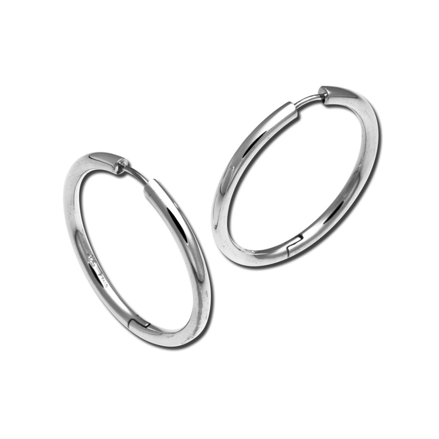 Jewelry Josephs Jewelers Home | Large Sterling Silver Hinged Hoop Earrings