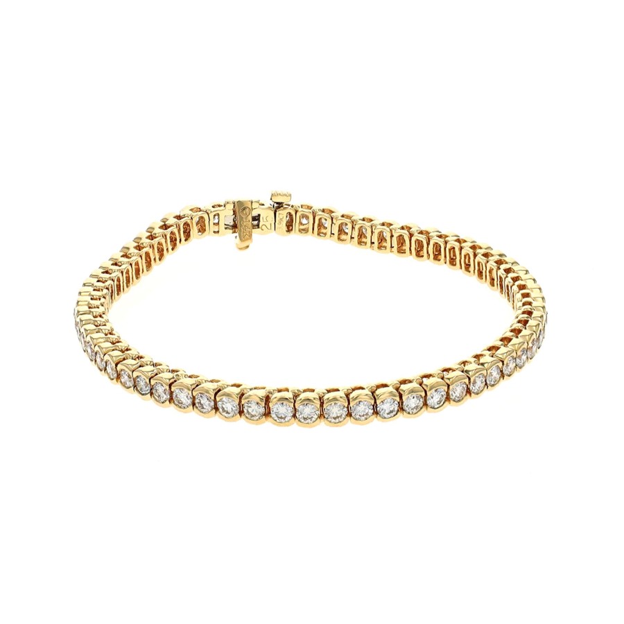 Jewelry Josephs Jewelers Home | 14K Yellow Gold Half Bezel Diamond Bracelet - Josephs Jewelers White