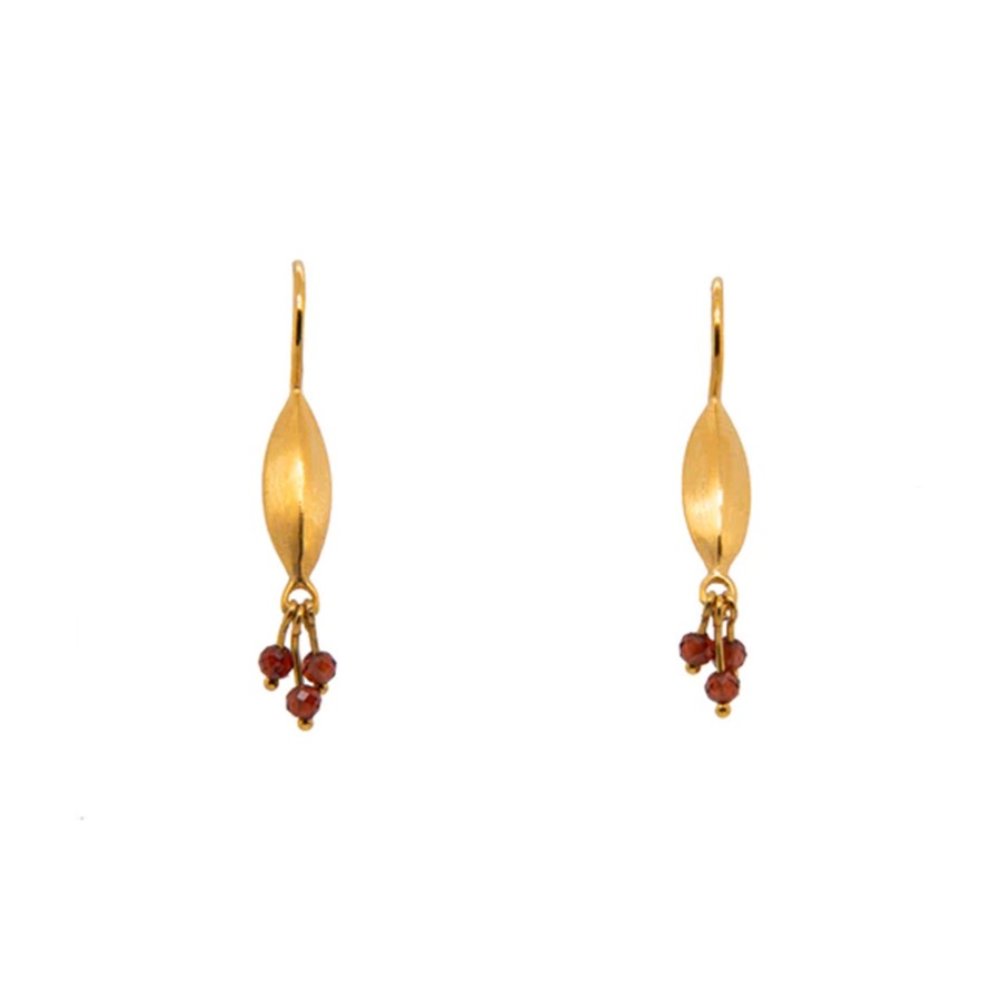 Jewelry Josephs Jewelers Home | Yellow Gold Plated Sterling Silver Garnet Dangle Earrings - Josephs Jewelers Red