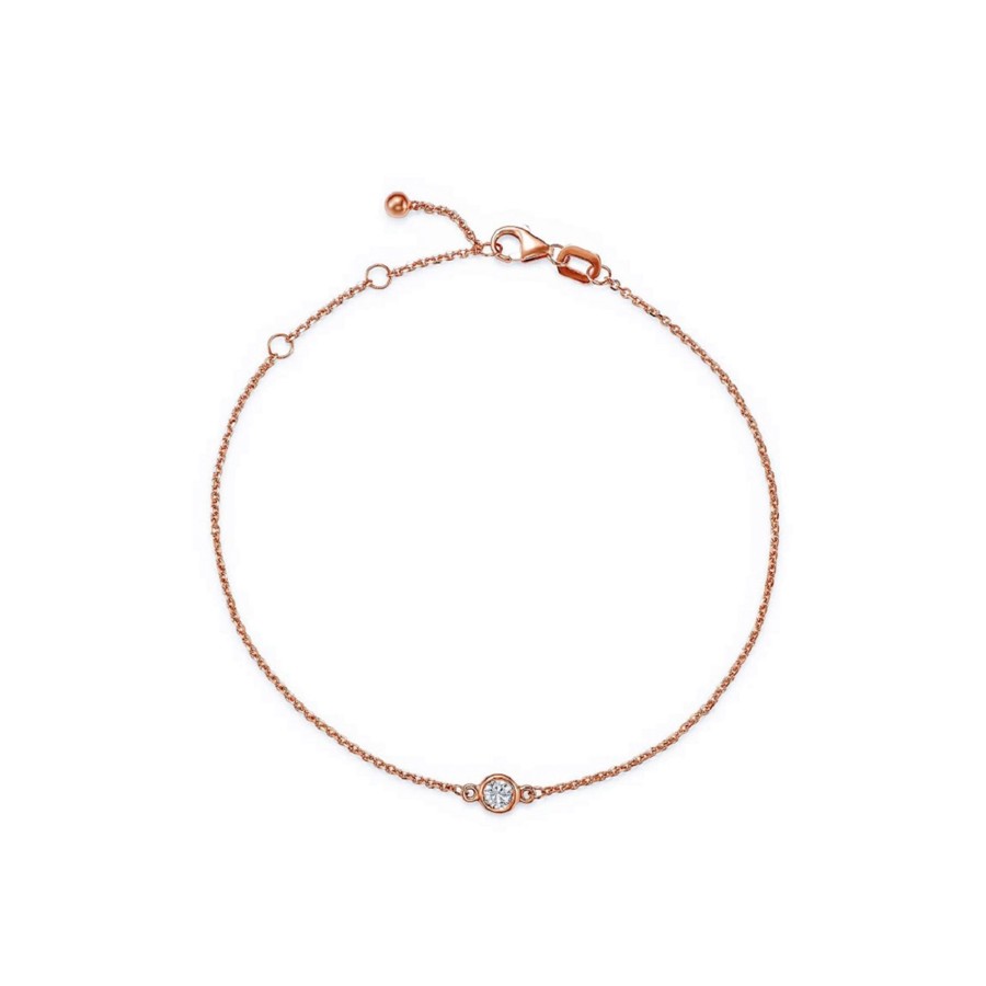 Jewelry Josephs Jewelers Home | 14K Rose Gold 0.11 Carat Diamond Solitaire Bracelet - Josephs Jewelers