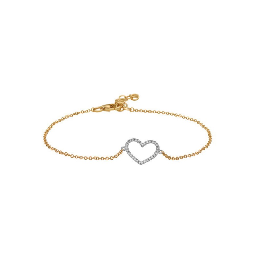 Jewelry Josephs Jewelers Home | 14K Two-Tone Diamond Open Heart Bracelet - Josephs Jewelers