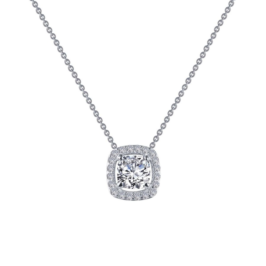 Jewelry Josephs Jewelers Home | Sterling Silver Cubic Zircoina Halo Pendant With Chain White