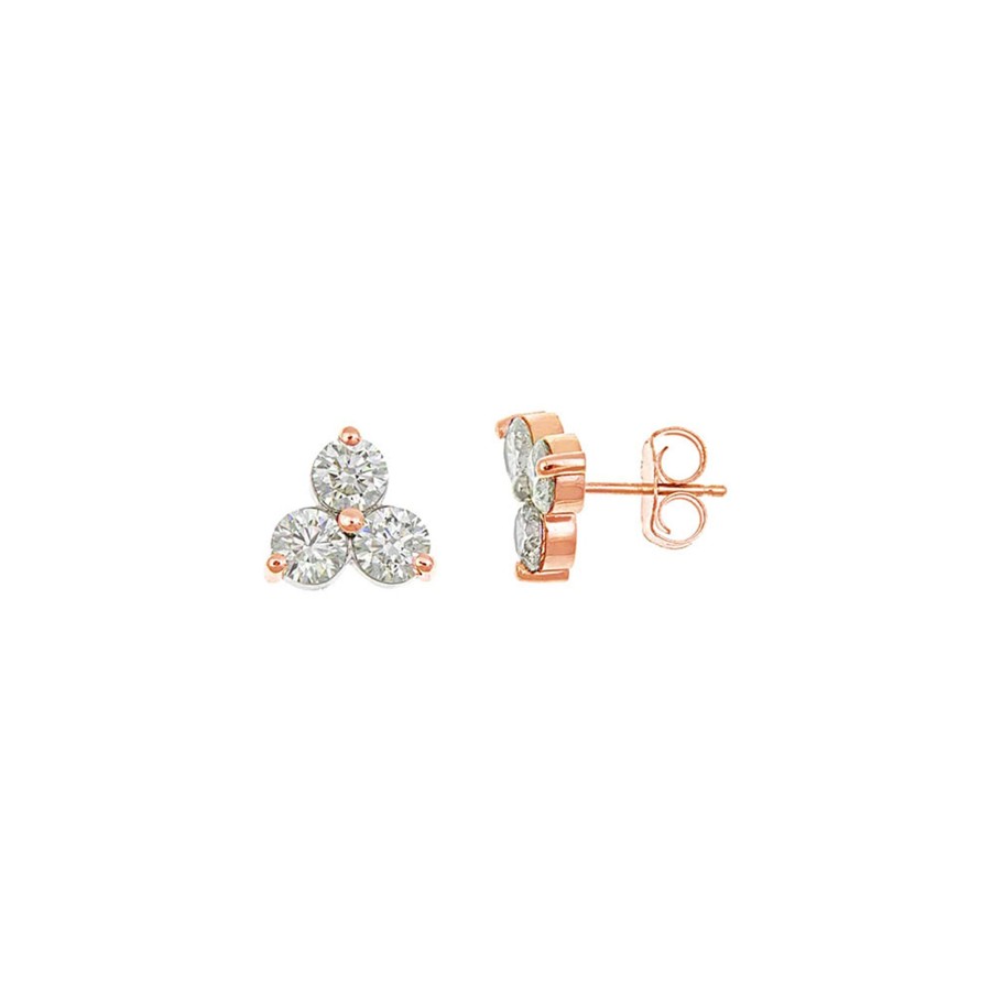 Jewelry Josephs Jewelers Home | 14K Rose Gold Cluster Diamond Stud Earrings White