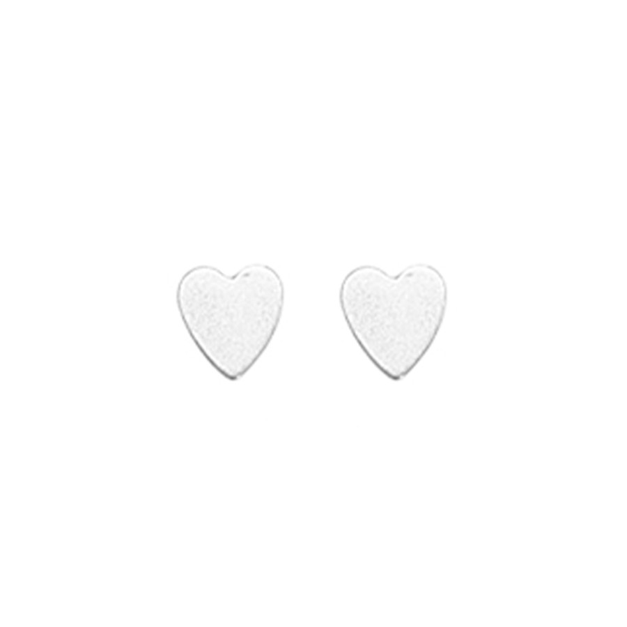 Jewelry Josephs Jewelers Home | 14K White Gold Medium Plain Heart Earrings