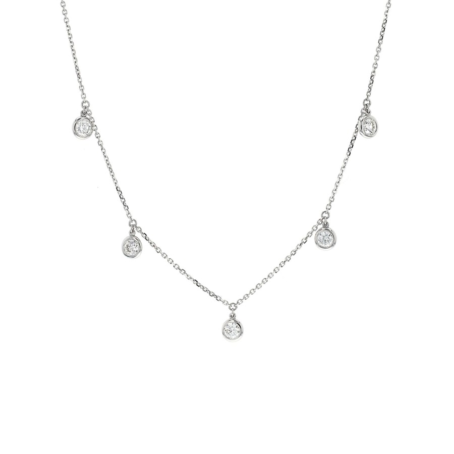 Jewelry Josephs Jewelers Home | 14K Gold Diamond Dangle Link Necklace White