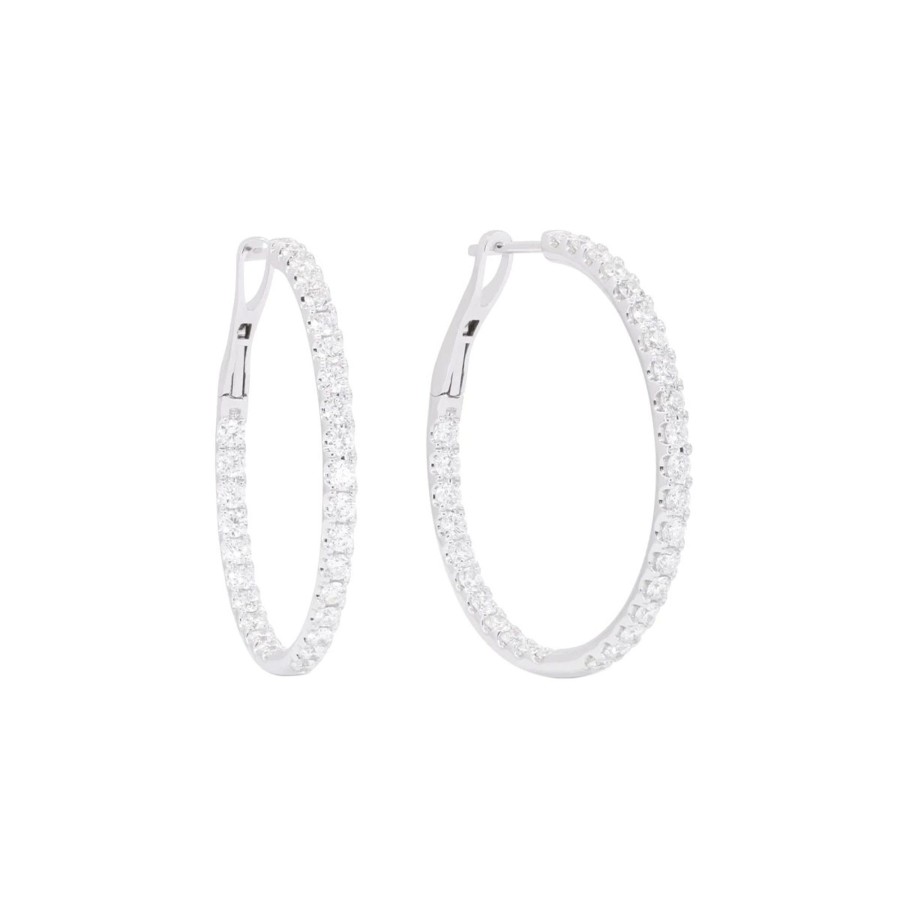 Jewelry Josephs Jewelers Home | 14K Gold 2.47 Carat Diamond Hoop Earrings - Josephs Jewelers White