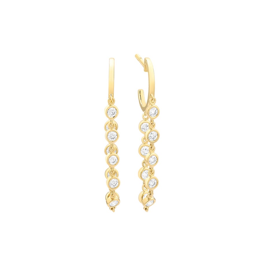 Jewelry Josephs Jewelers Home | 14K Yellow Gold Diamond Dangle Loop Earrings