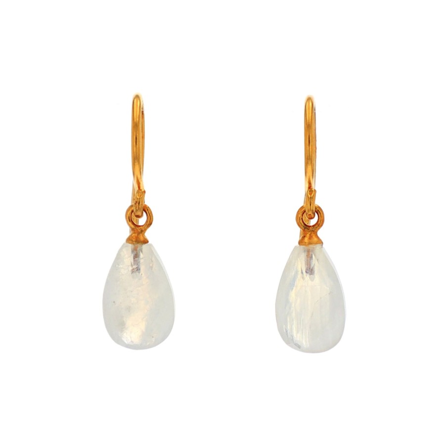 Jewelry Josephs Jewelers Home | Gold Plated Sterling Silver Rainbow Moonstone Earrings White