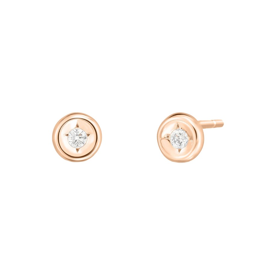 Jewelry Josephs Jewelers Home | 18K Rose Gold Diamond Flush Stud Earrings White