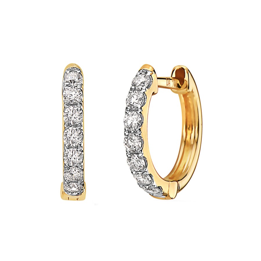 Jewelry Josephs Jewelers Home | 14K Yellow Gold 0.30 Carat Diamond Hoop Earrings White