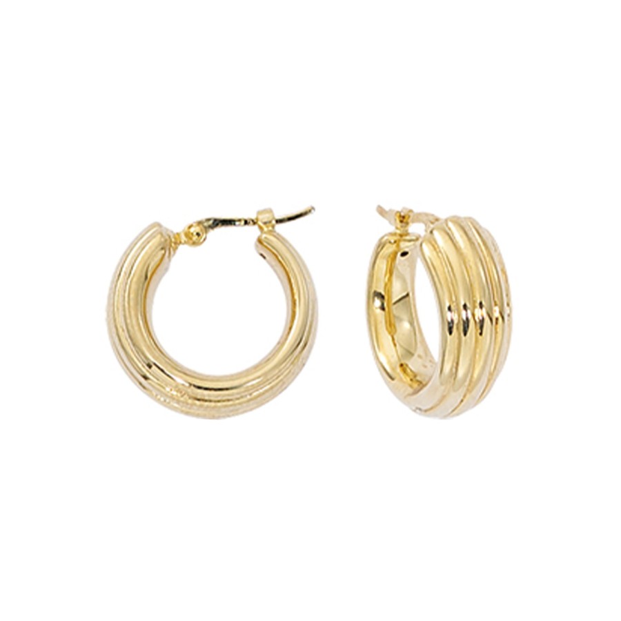 Jewelry Josephs Jewelers Home | 14K Yellow Gold Small Ribbed Hoop Earrings