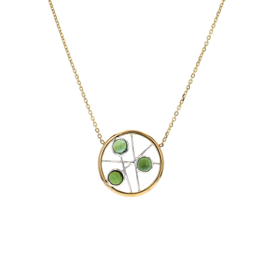 Jewelry Josephs Jewelers Home | 14K Two-Tone Tourmaline Cabochon Necklace - Josephs Jewelers Green