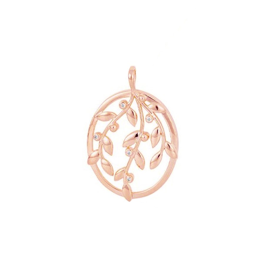 Jewelry Josephs Jewelers Home | 14K Rose Gold Diamond Leaf Pendant - Josephs Jewelers