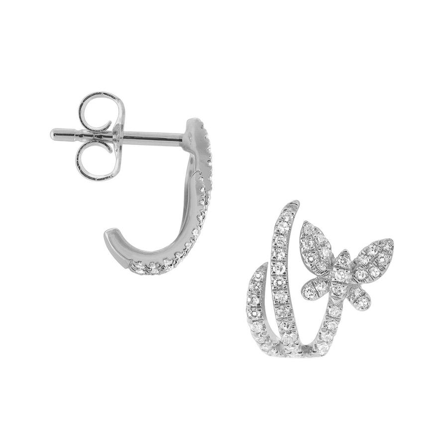 Jewelry Josephs Jewelers Home | 14K Gold Diamond Butterfly Earrings White