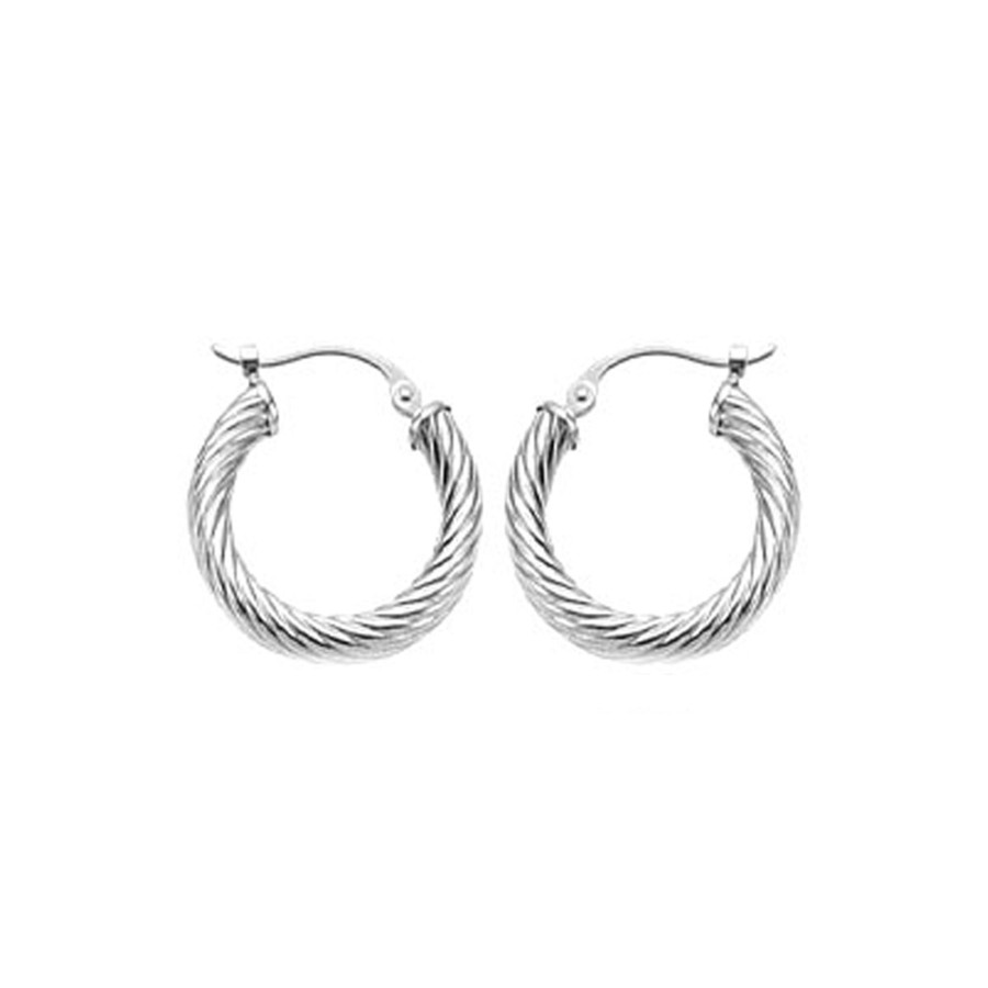 Jewelry Josephs Jewelers Home | 14K White Gold Small Twist Tube Hoop Earrings