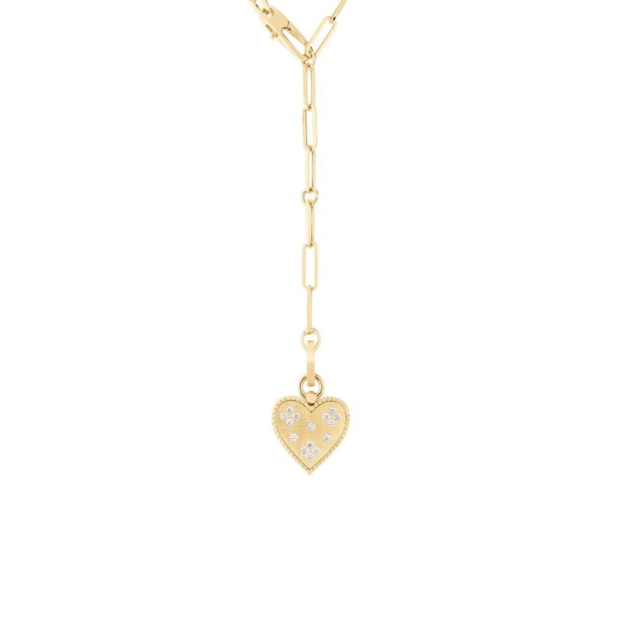 Jewelry Josephs Jewelers Home | 18K Yellow Gold Diamond Venetian Princess Heart Necklace White