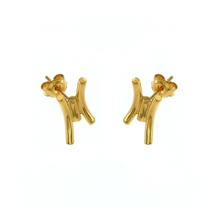 Jewelry Josephs Jewelers Home | Gold Plated Sterling Silver Whiskers Stud Earrings