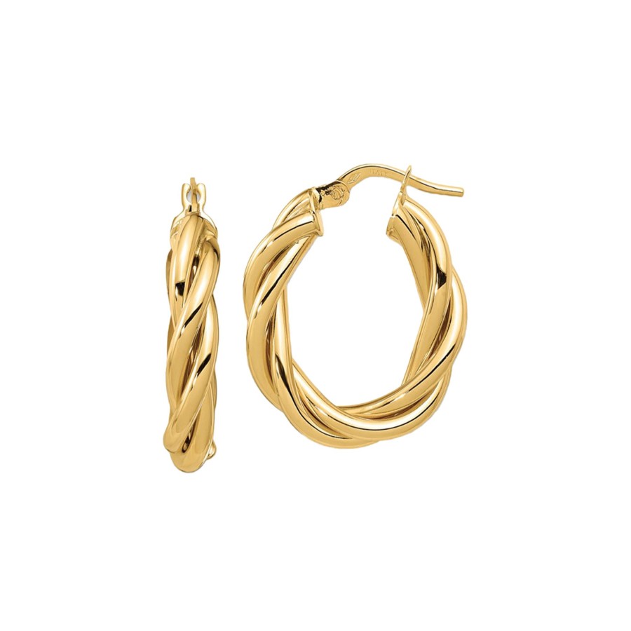 Jewelry Josephs Jewelers Home | 14K Yellow Gold Twisted Oval Hoop Earrings