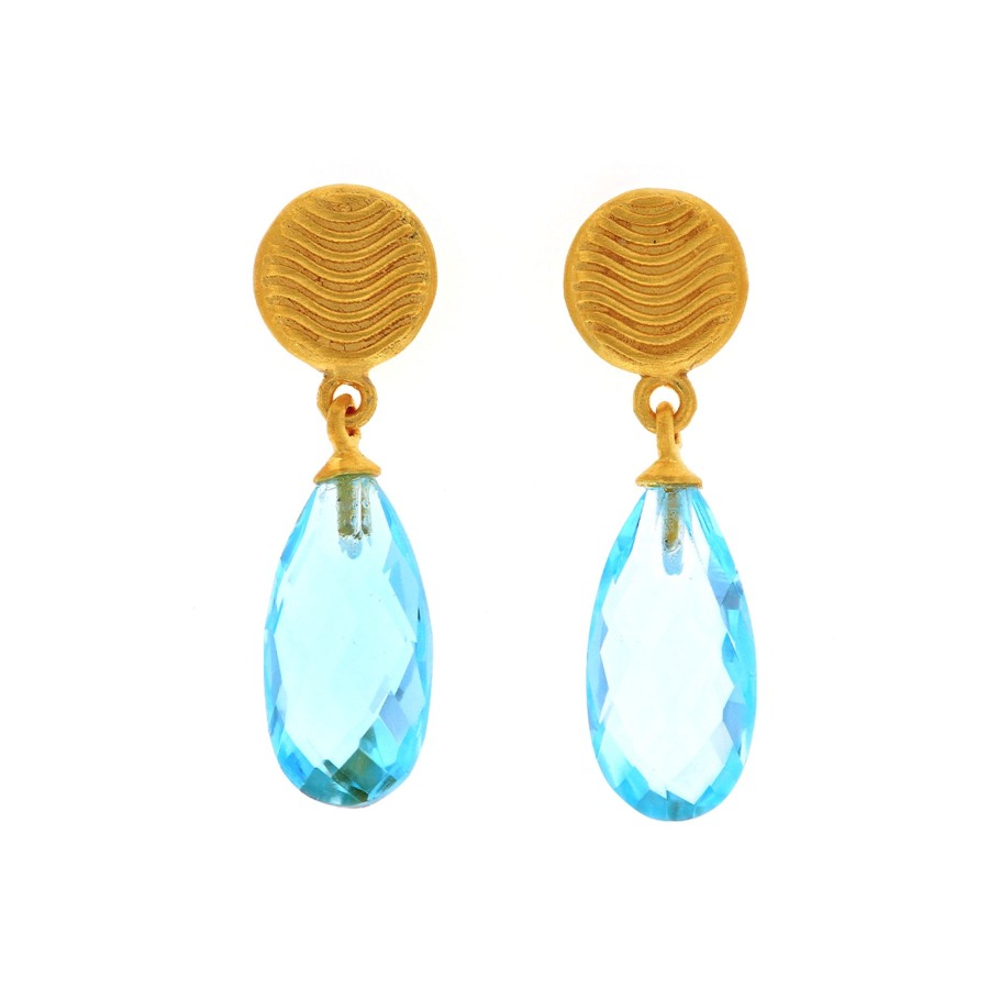 Jewelry Josephs Jewelers Home | Sterling Silver Vermeil Serenity Topaz Dangle Earrings Blue