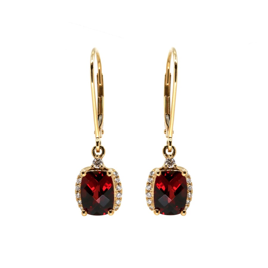 Jewelry Josephs Jewelers Home | Garnet And Diamond Dangle Earrings Red