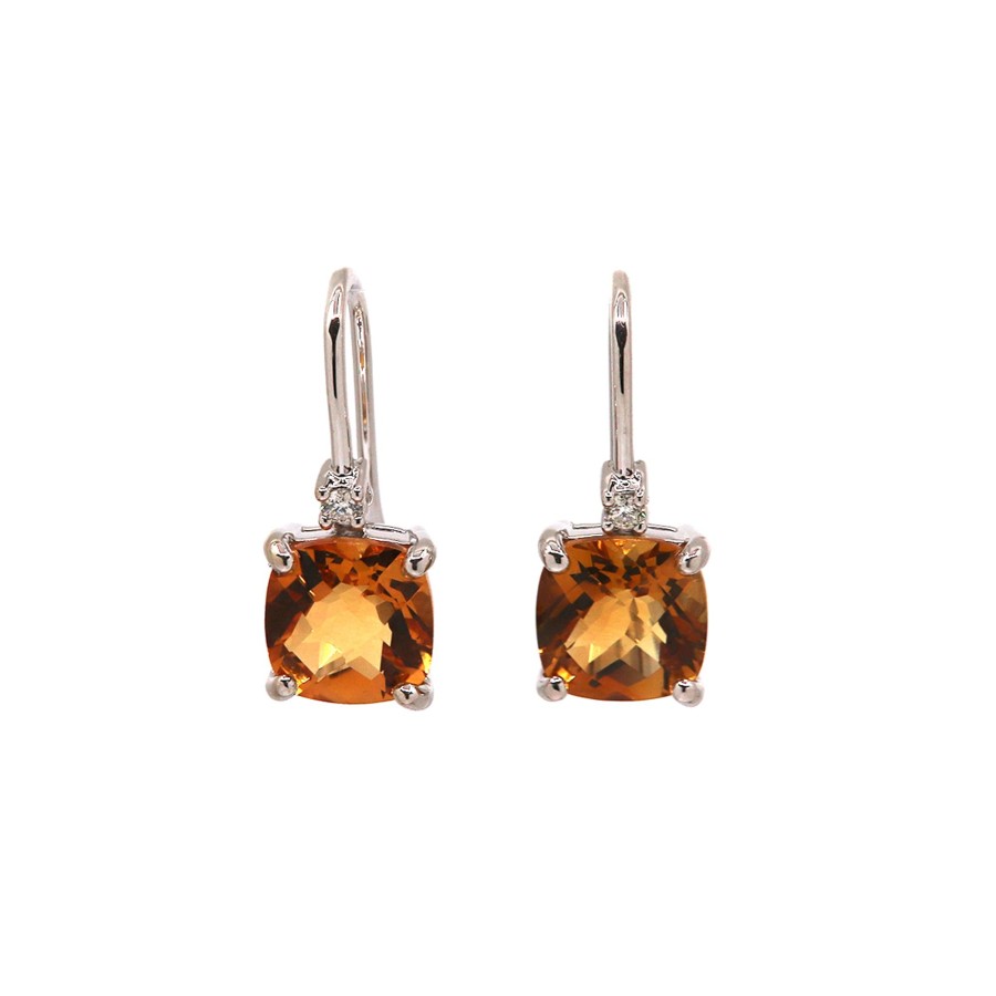 Jewelry Josephs Jewelers Home | 14K White Gold Citrine Dangle Earrings Orange