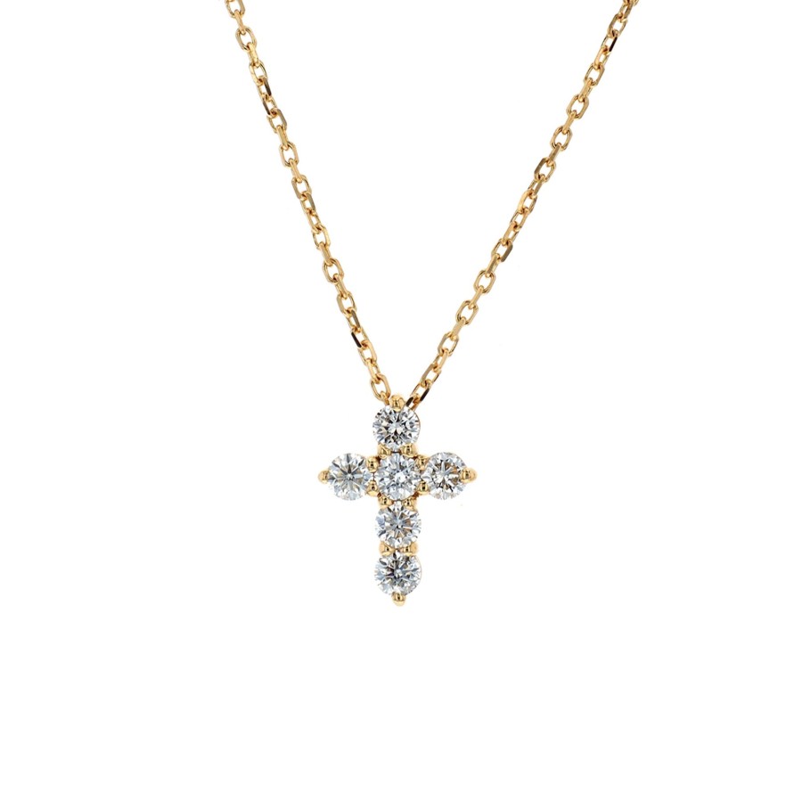 Jewelry Josephs Jewelers Home | 14K Yellow Gold Diamond Cross Pendant With Chain - Josephs Jewelers White