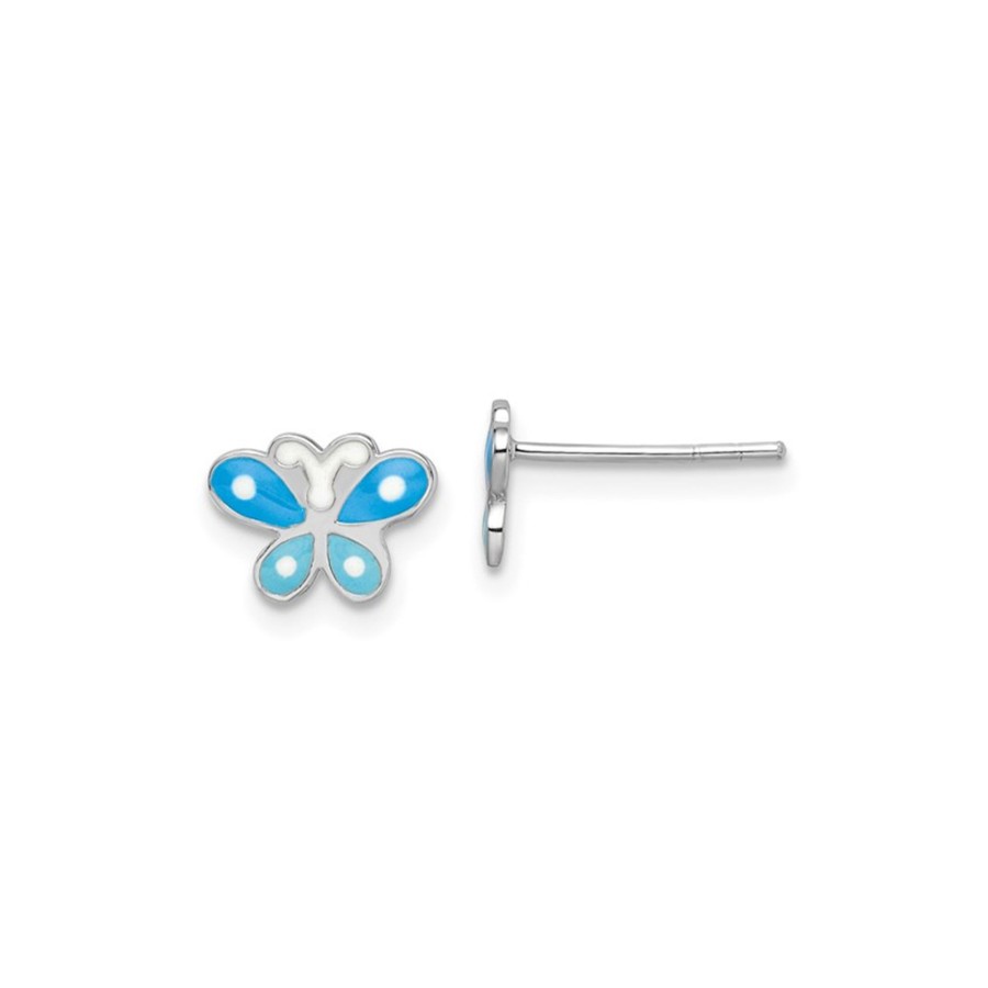 Jewelry Josephs Jewelers Home | Children'S Sterling Silver Enamel Butterfly Earrings - Josephs Jewelers Blue