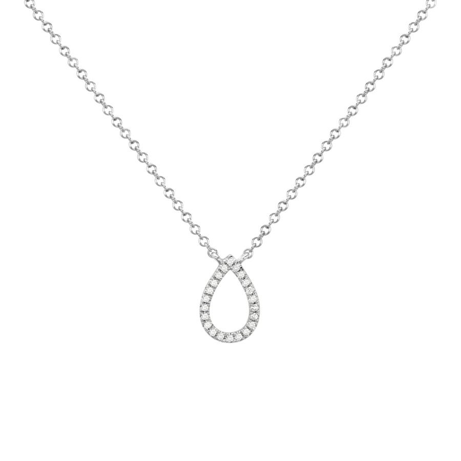 Jewelry Josephs Jewelers Home | 14K Gold Open Pear Diamond Necklace - Josephs Jewelers White