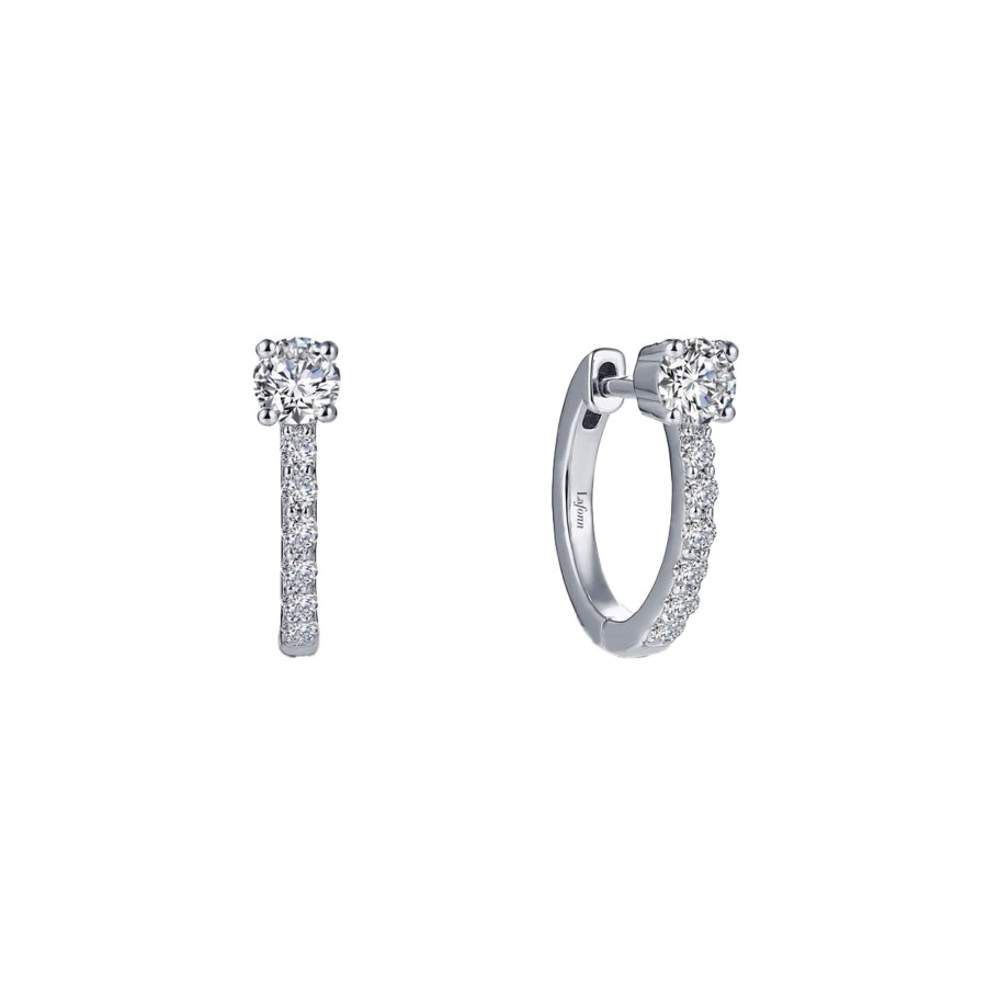 Jewelry Josephs Jewelers Home | Sterling Silver Cubic Zirconia Huggie Hoop Earrings - Josephs Jewelers White