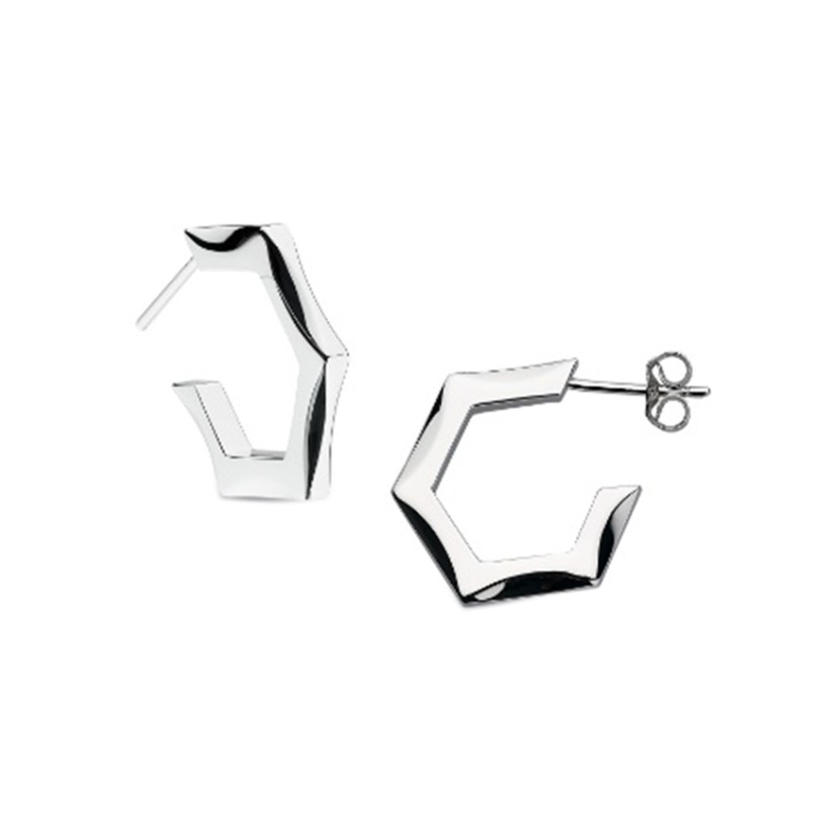 Jewelry Josephs Jewelers Home | Sterling Silver Empire Revival Hexagon Hoop Earrings