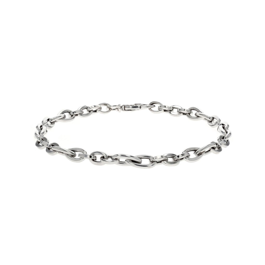 Jewelry Josephs Jewelers Home | 14K White Gold Oval And Pear Shaped Link Bracelet