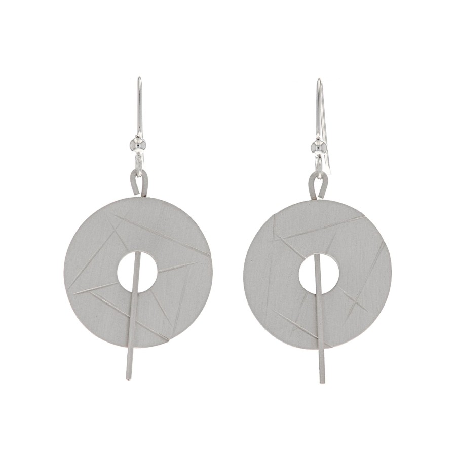 Jewelry Josephs Jewelers Home | Sterling Silver Brushed Disc Dangle Earrings