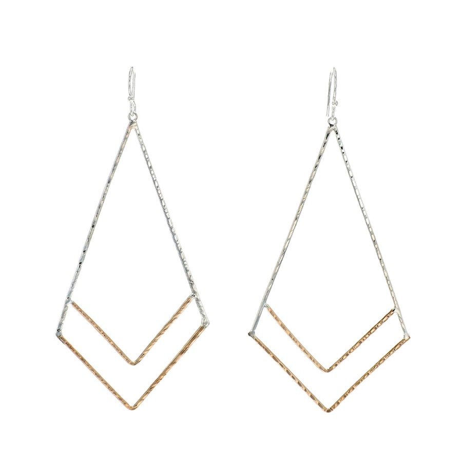 Jewelry Josephs Jewelers Home | Sterling Silver Two-Tone Hammered Geometric Earrings - Josephs Jewelers