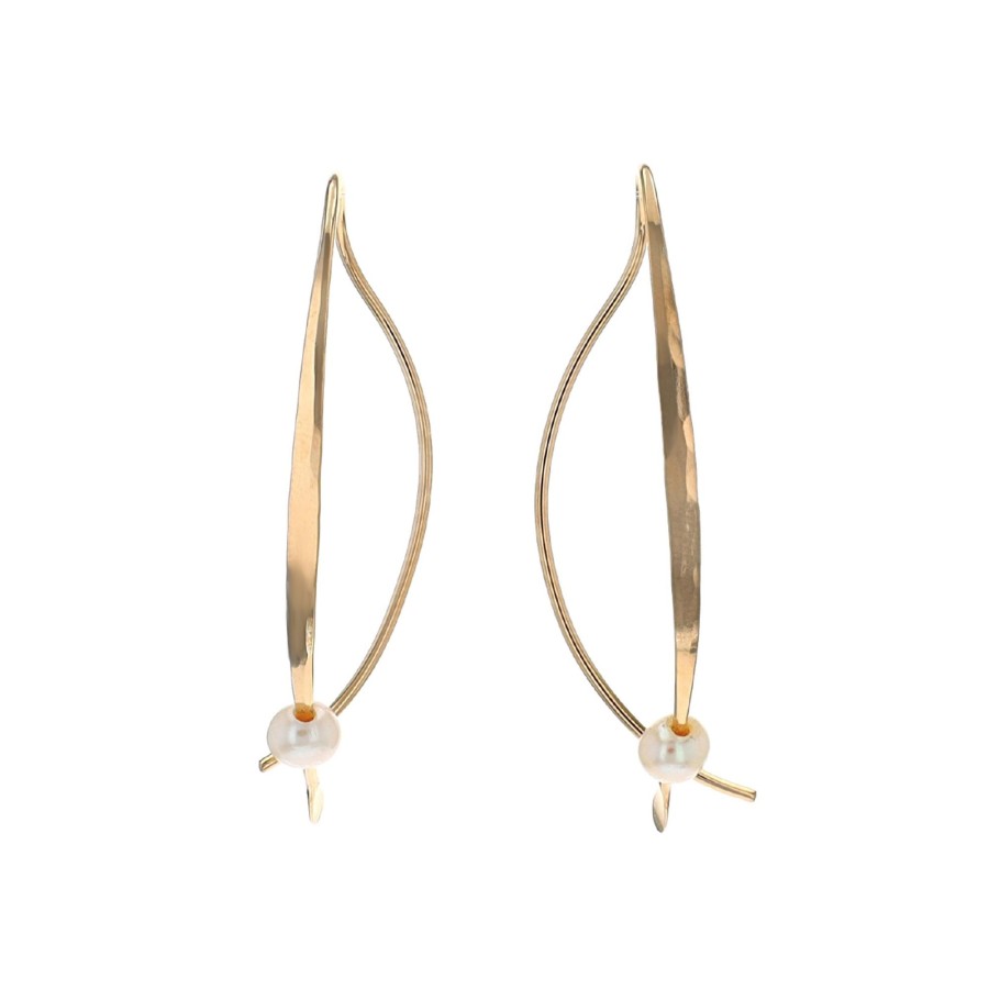 Jewelry Josephs Jewelers Home | Gold Filled Sterling Silver Curved Earrings With Pearls White