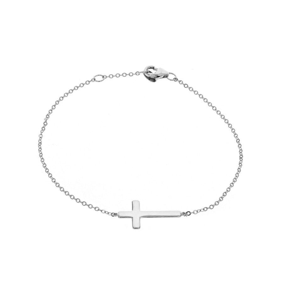 Jewelry Josephs Jewelers Home | Sterling Silver Sideways Cross Bracelet