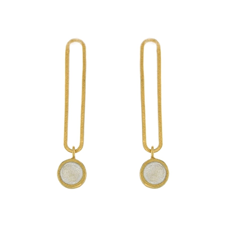 Jewelry Josephs Jewelers Home | Gold Plated Sterling Silver Long Oval With Dot Earrings